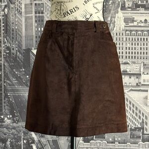 Brown Suede A-Line Skirt